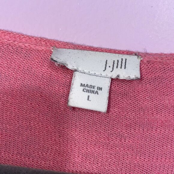 J Jill Linen Blend Knit Top Women L Pink 3/4 Sleeve Minimalist Casual Coastal - Picture 4 of 8